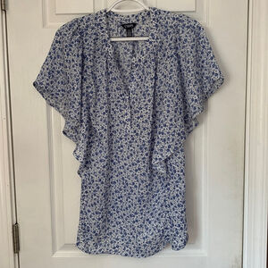 Blue and white floral Chaps blouse small